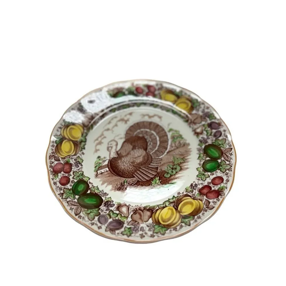 Barker Bros LTD Turkey Plate Pumpkins England Royal Tudor Ware Pear Thanksgiving